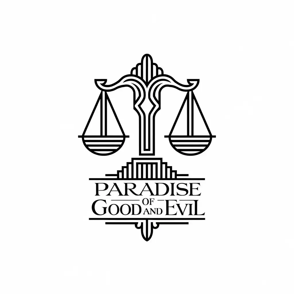 LOGO-Design-for-Paradise-of-Good-and-Evil-Entertainment-Industry-Scales-with-Contrasting-Colors-and-Clear-Background