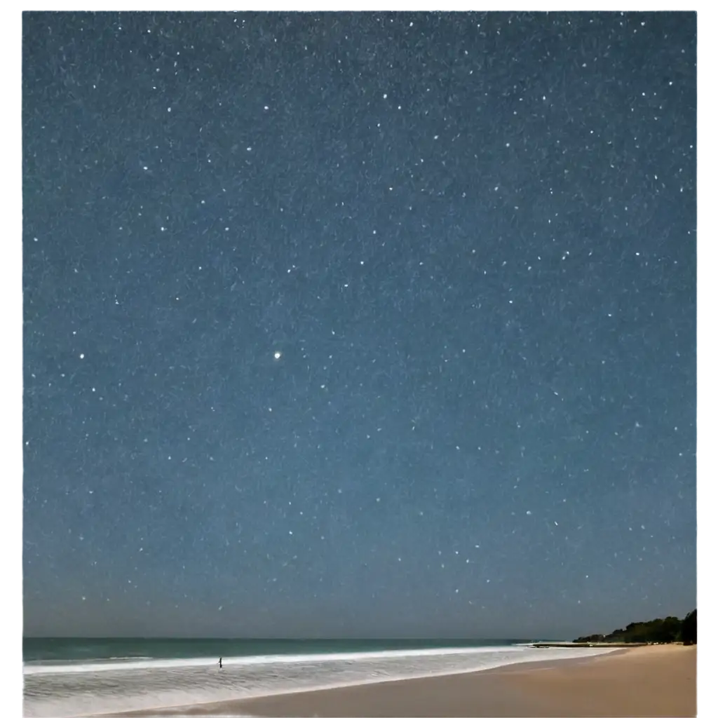 A beautiful picture of a starry sky on a beautiful beach with blue sky