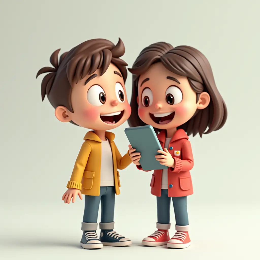 Boy and Girl 3d Animation happy with the phone