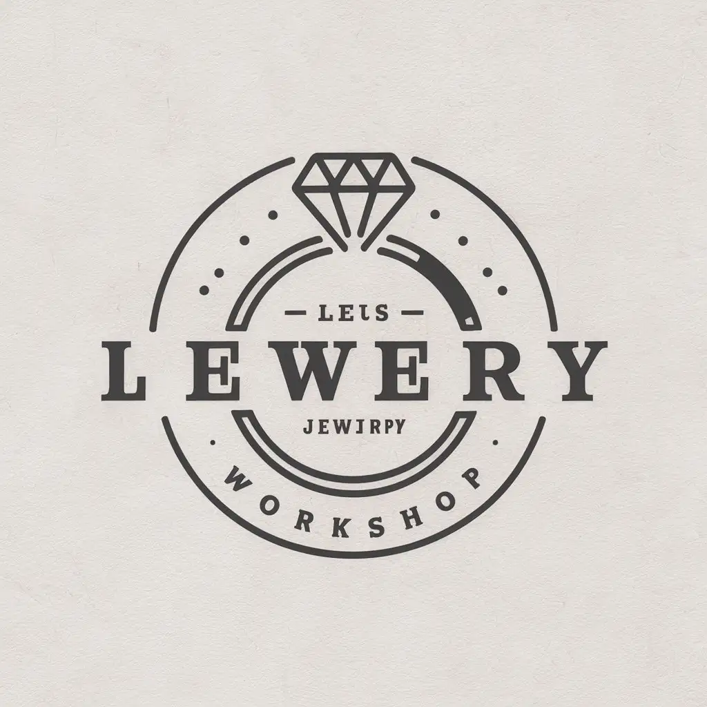 a vector logo design,with the text "Jewelry workshop", main symbol:jewelry logo, ring with diamond, inscription Leus in the middle,Moderate,clear background