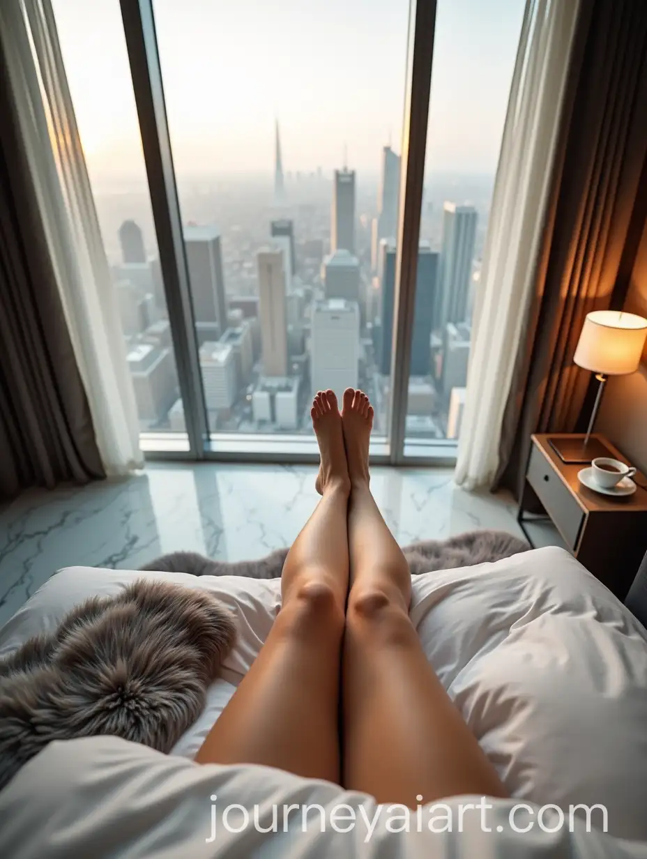 Relaxing-Morning-with-a-View-of-the-City-Skyline-from-a-Bedroom