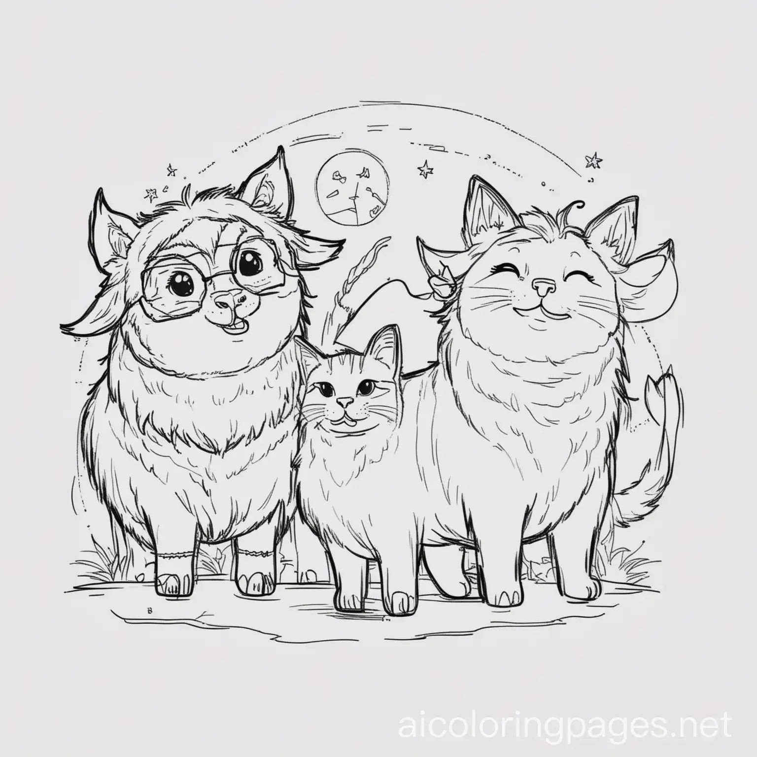 Yak-and-Cat-Singing-Coloring-Page