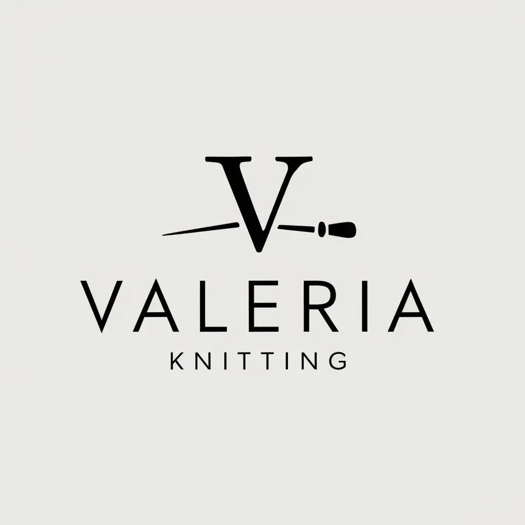 a logo design,with the text "Valeria knitting", main symbol:Letter V,Moderate,be used in Retail industry,clear background