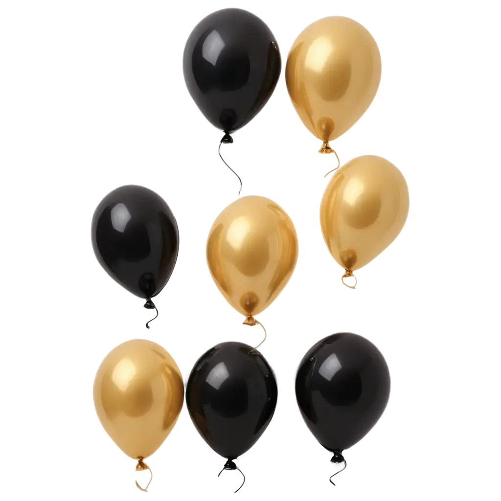 Elegant-Balloons-in-Black-and-Gold-Exquisite-PNG-Image