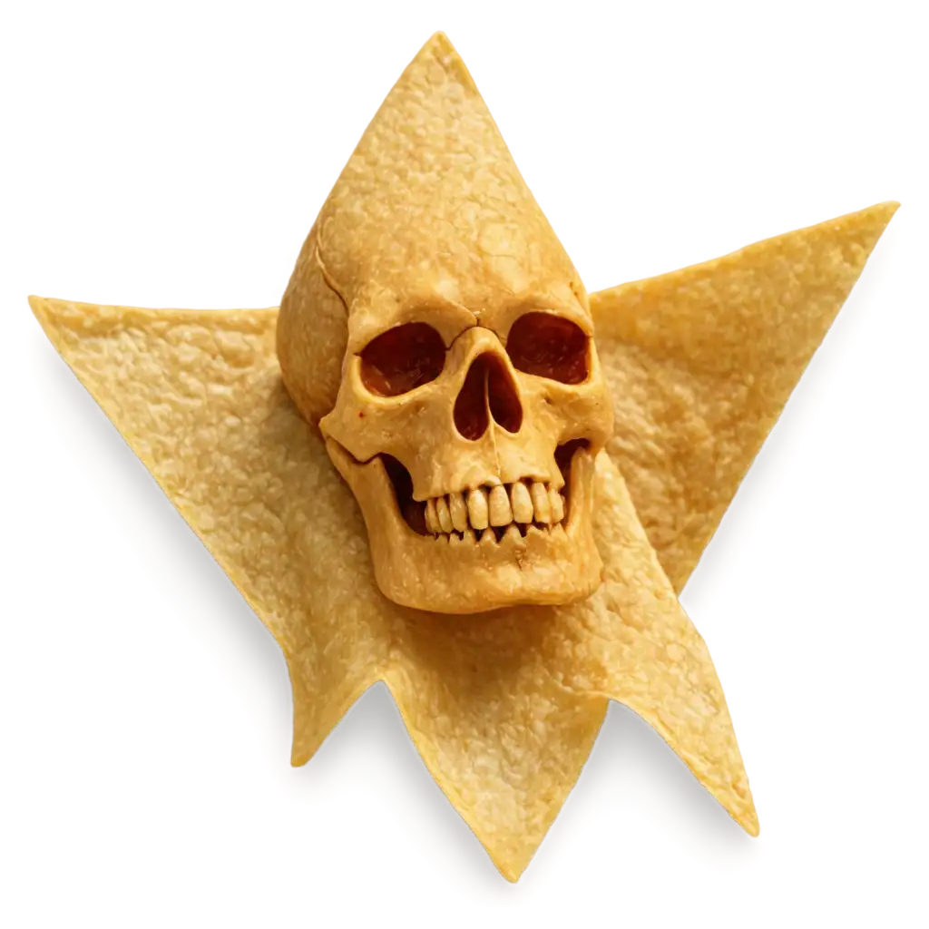 Spicy-Tortilla-Chip-with-Skull-PNG-Image-Perfect-for-Graphic-Design-and-Digital-Projects