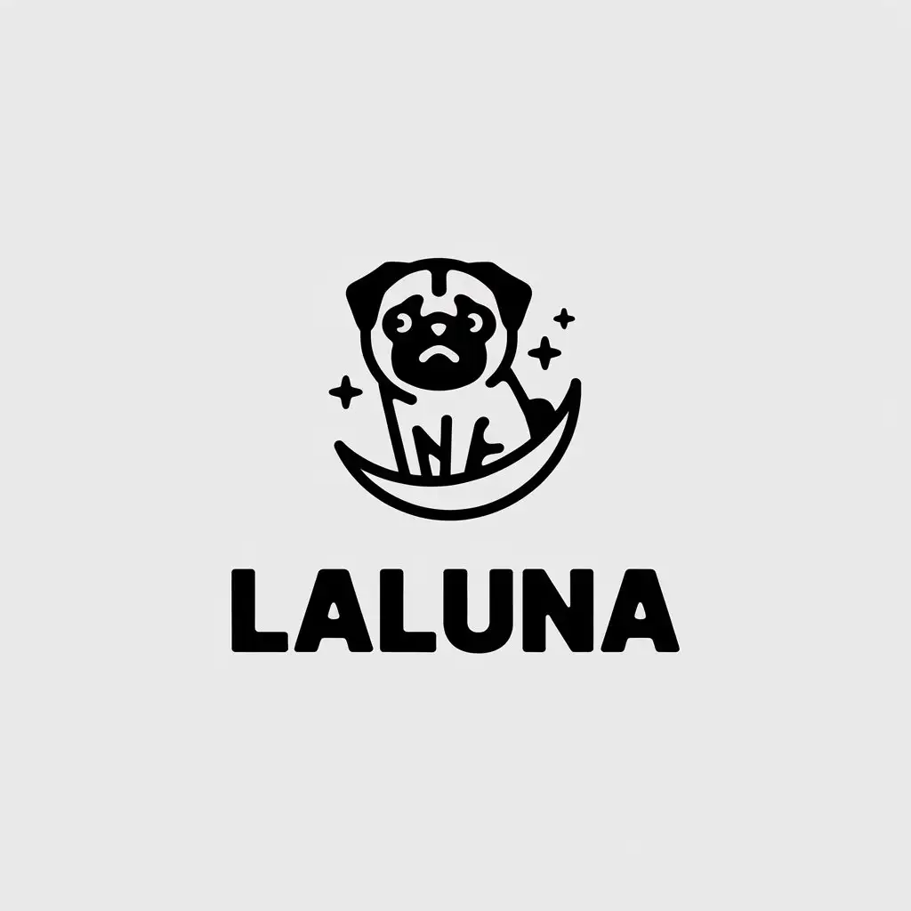 LOGO-Design-for-LaLuna-Entertainment-Pug-on-Moon-with-Minimalist-Style