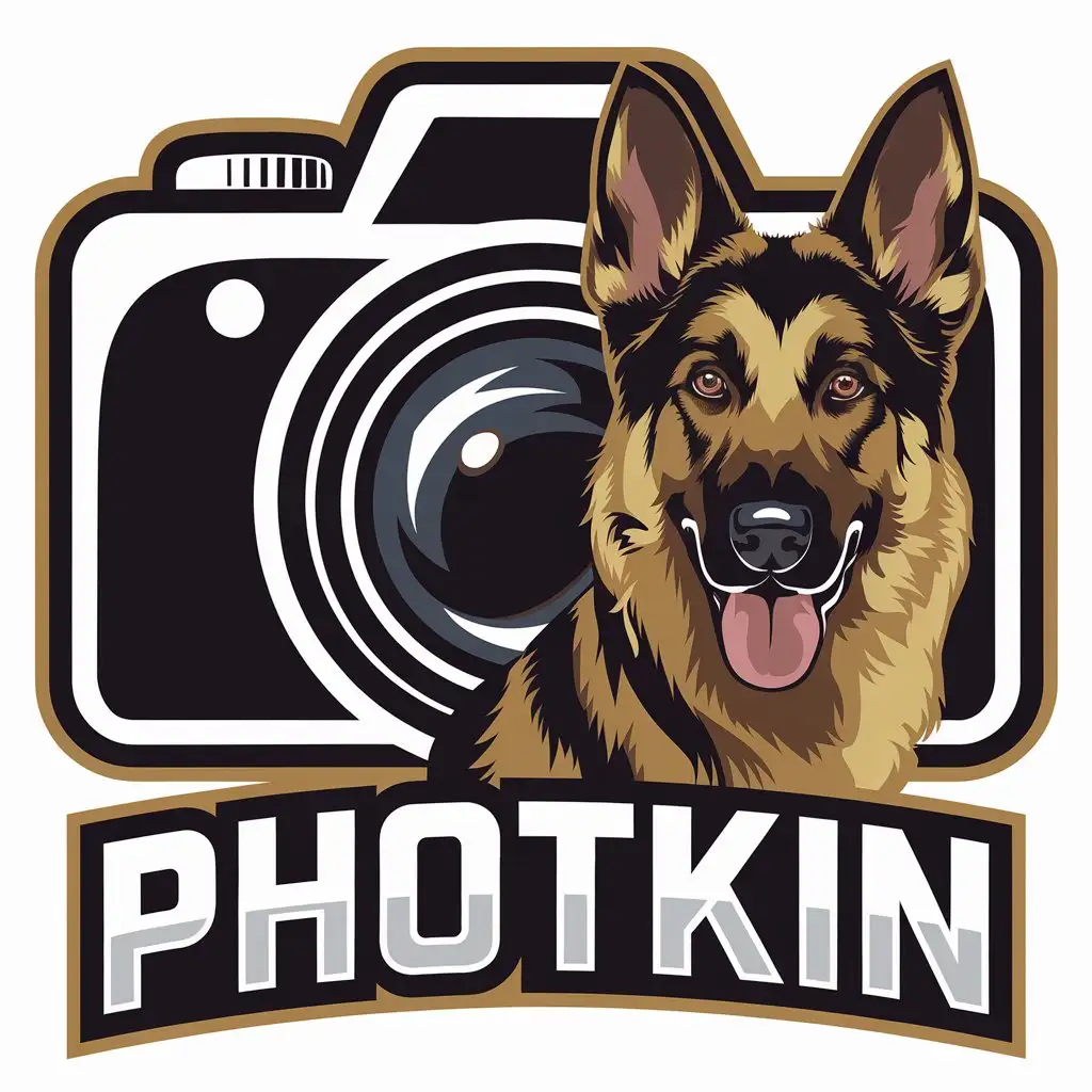 LOGO-Design-for-Photkin-Camera-and-German-Shepherd-in-Modern-Style