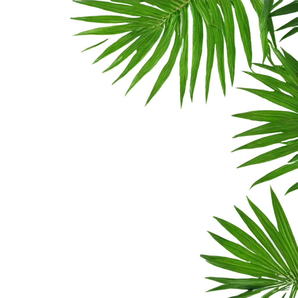 Green-Palm-Leaves-PNG-on-White-Background-HighPNG-Image-Usage-AnalysisQuality-Tropical-Plant-Image-for-Versatile-Use