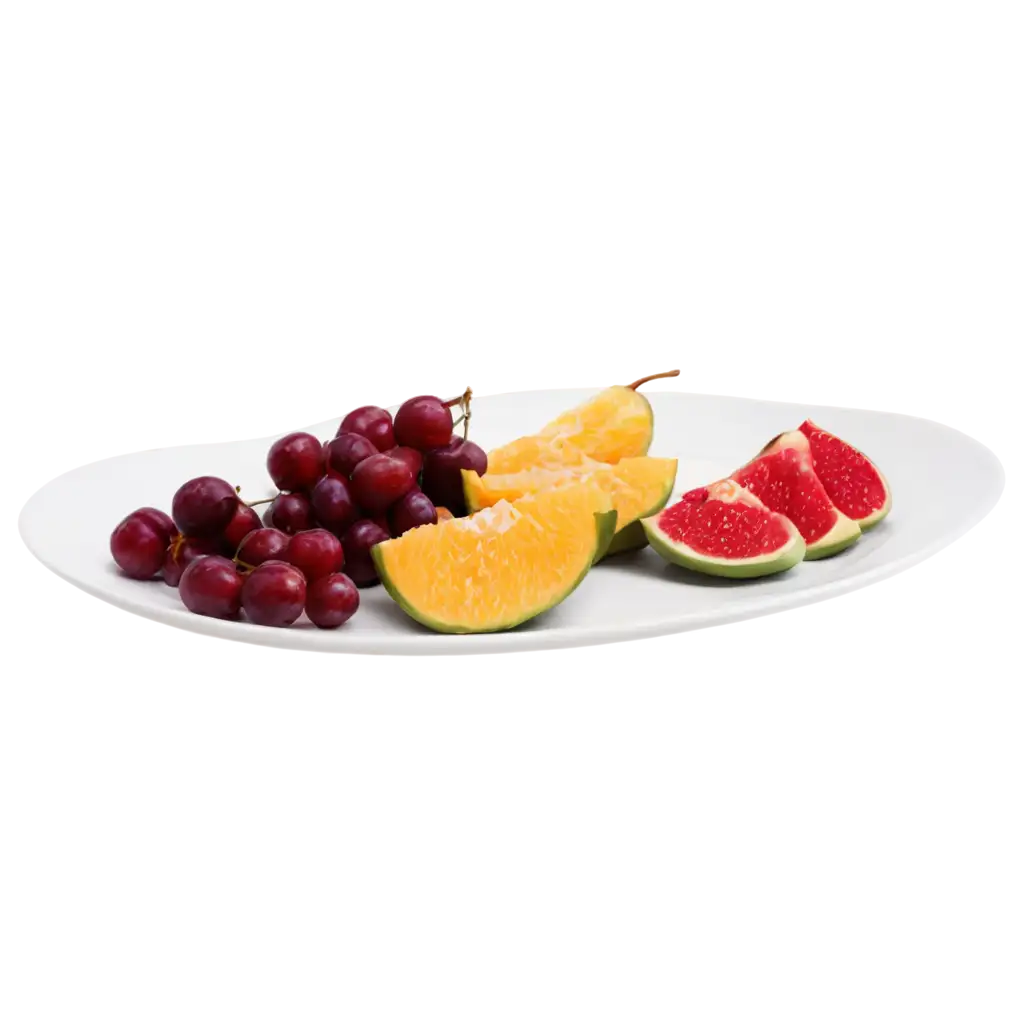 fruits cut placed in a small white plate, side view