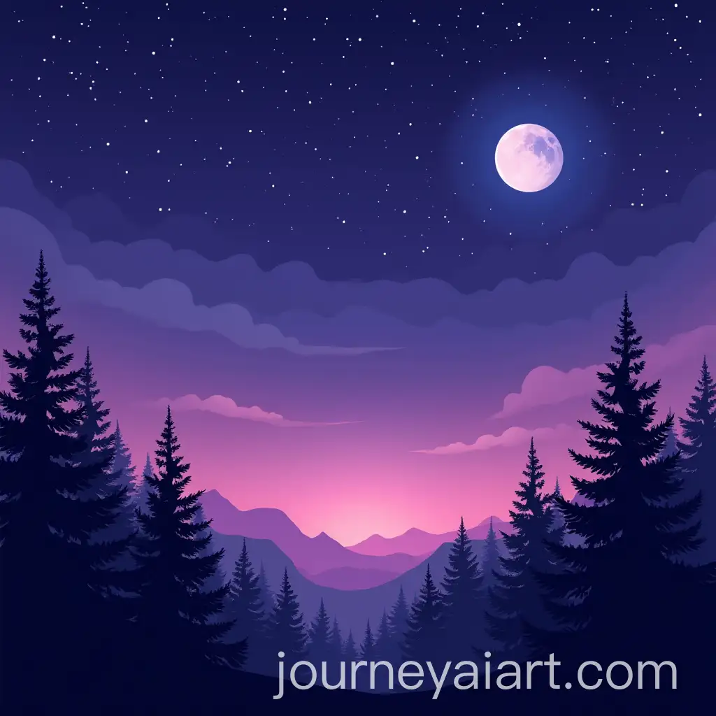 Enchanting-Night-Sky-with-Moon-Stars-and-Silhouetted-Trees