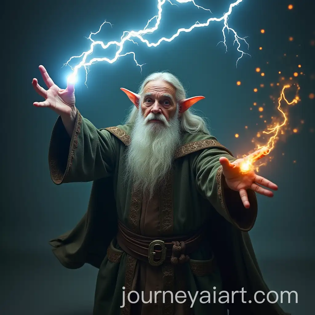 MiddleAged-Elf-Wizard-Casting-Epic-Lightning-Spell