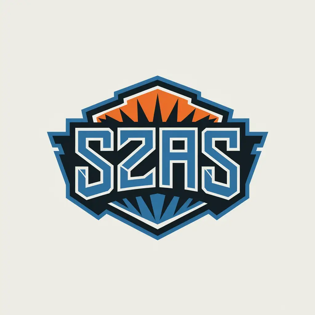 a vector logo design,with the text "SZAS", main symbol:The logo consists of four letters ‘SZAS’ and is altered. It is a company logo for an automobile service company. The logo uses blue and orange colors on a white background.,Moderate,clear background