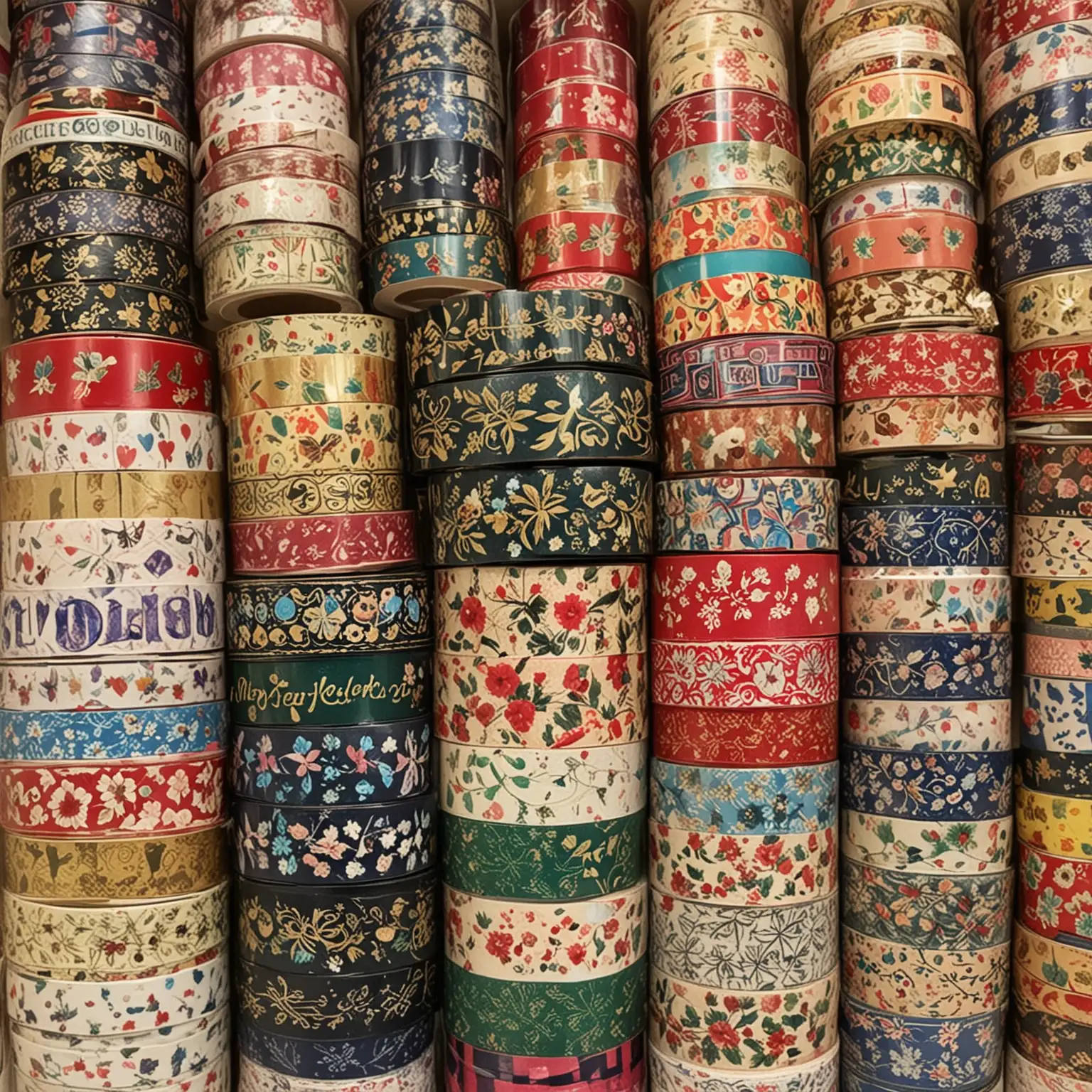 Assorted-Decorative-Tape-Rolls-on-Display