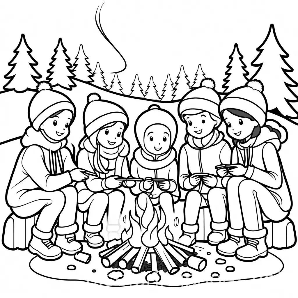 Friends-Enjoying-a-Cozy-Winter-Bonfire-with-Marshmallows