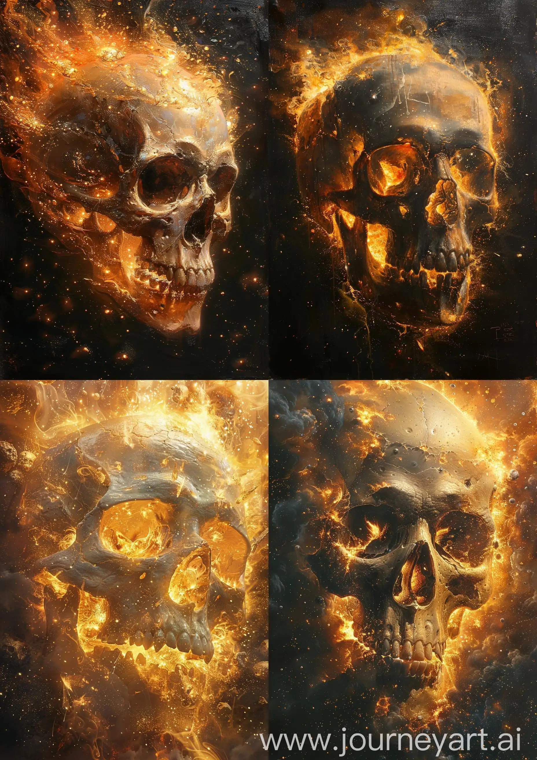 Gothic-Fantasy-Skull-on-Fire-in-Outer-Space