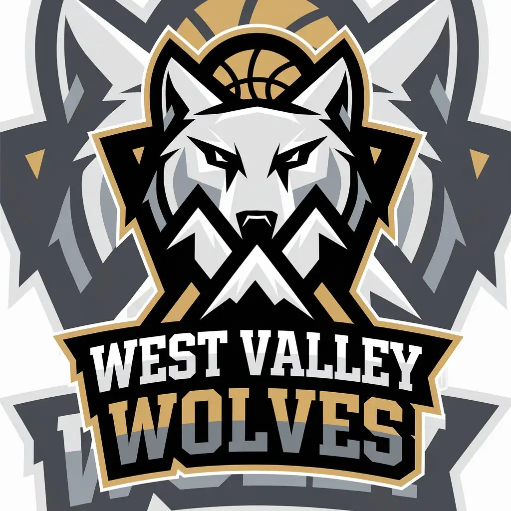 LOGO Design for West Valley Wolves Wolf Valley and Sun with Black Gray and Gold Theme for Entertainment