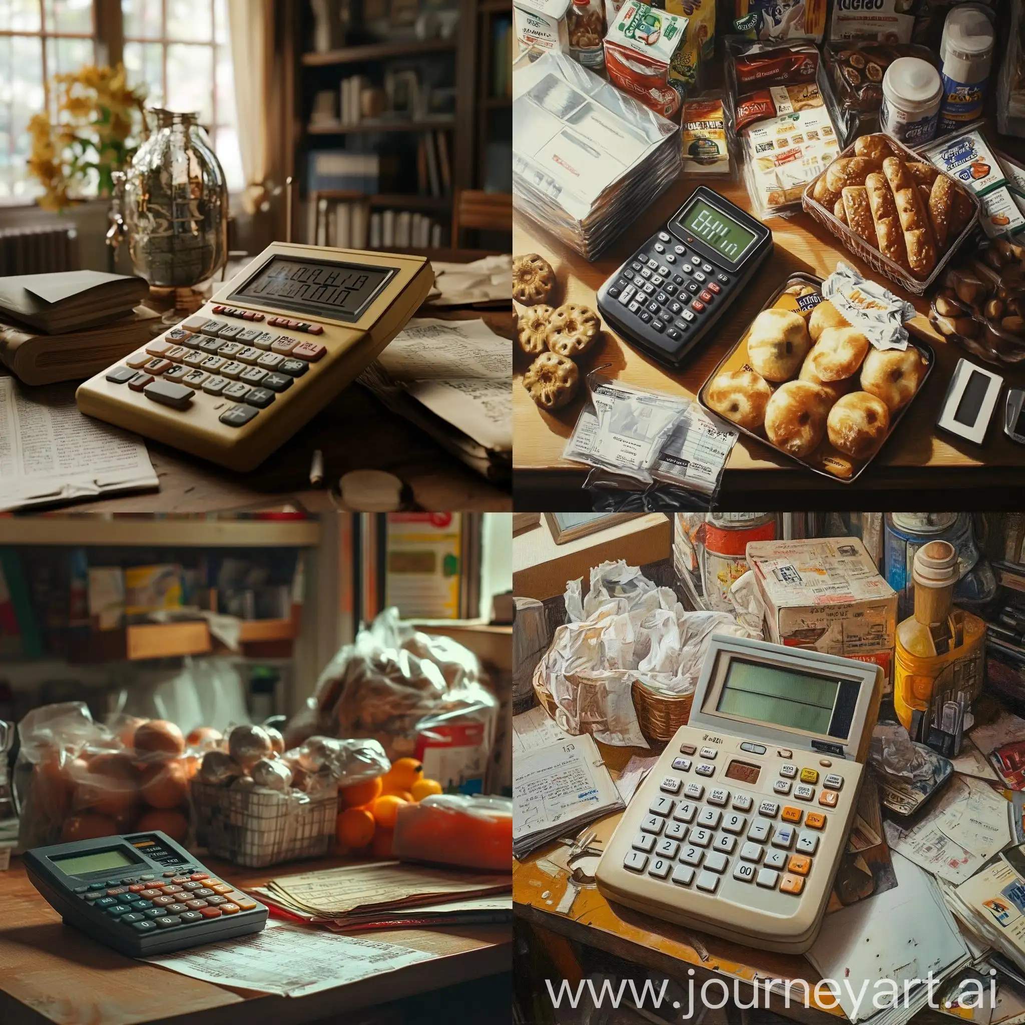 Calculator-Among-Goods-on-Table