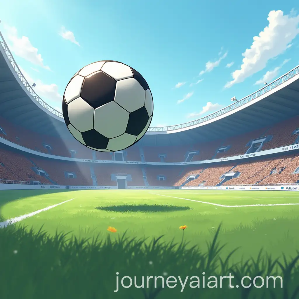 Black-and-White-Ball-in-MidAir-at-Santiago-Bernabeu-Stadium-in-Anime-Style