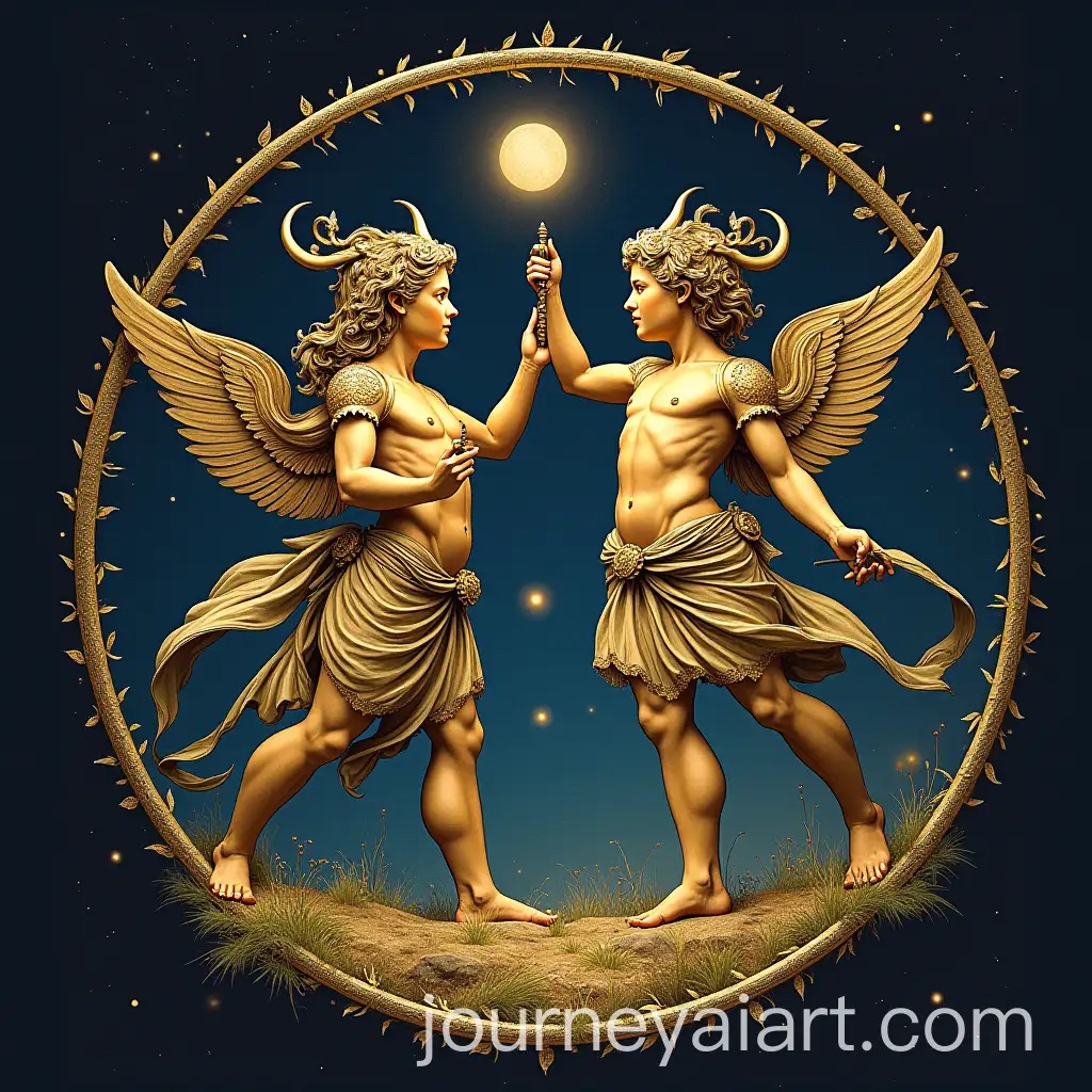 Gemini-Zodiac-Sign-Featuring-Castor-and-Pollux-in-a-Celestial-Scene