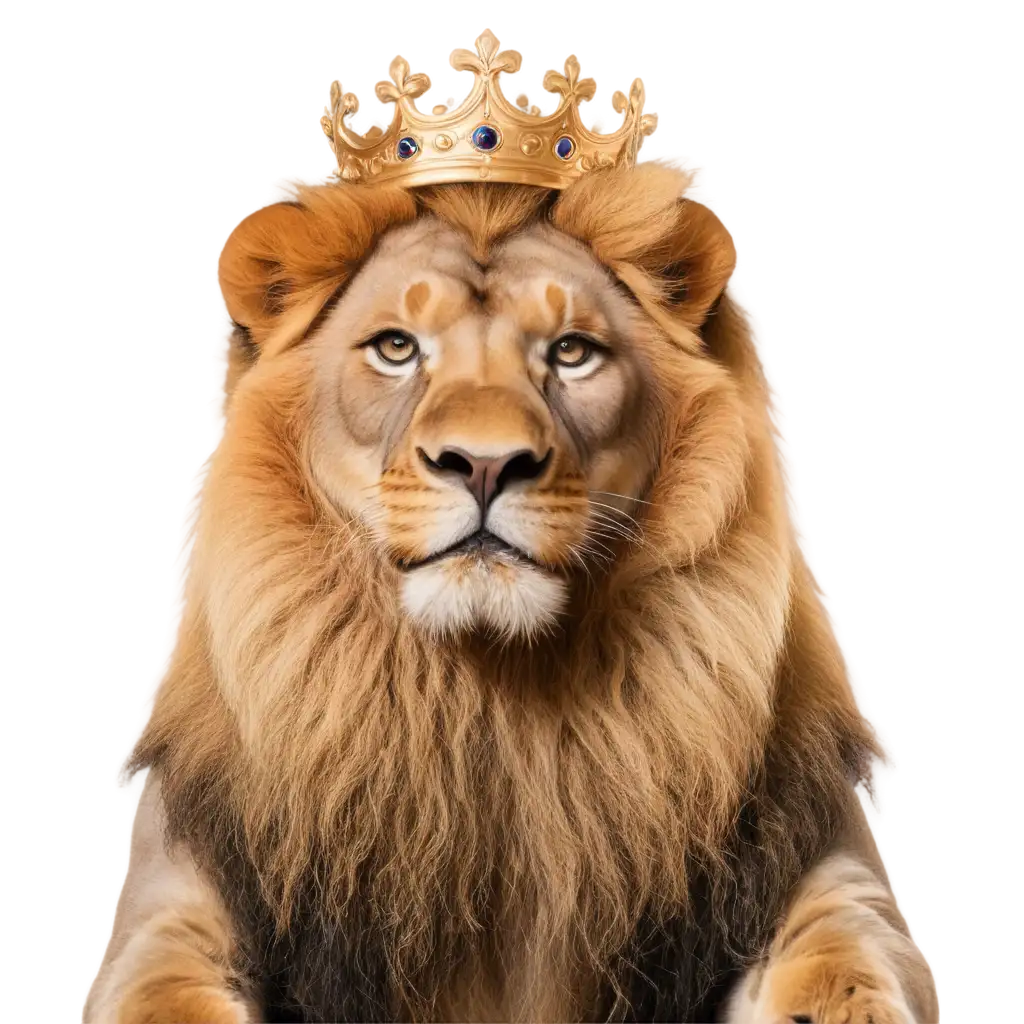 Majestic-Lion-Head-with-Golden-Crown-PNG-Image-Regal-Wildlife-Art