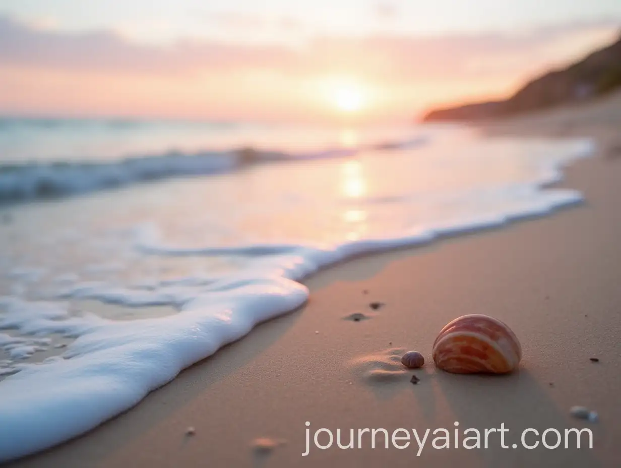 Tranquil-Beach-Sunrise-with-Gentle-Waves-and-Golden-Sand