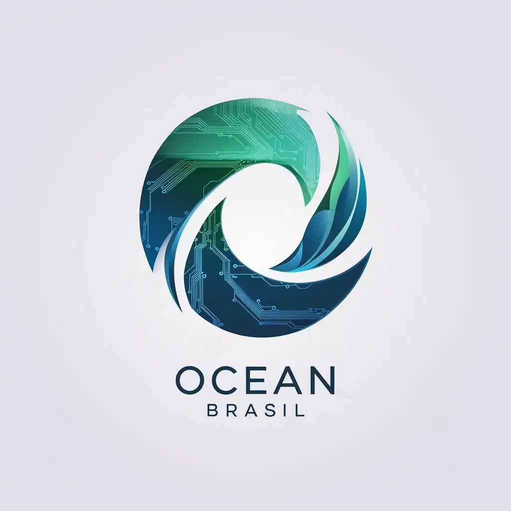 LOGO-Design-for-Ocean-Brasil-Futuristic-Wave-Pattern-with-Blue-Green-and-Metallic-Accents