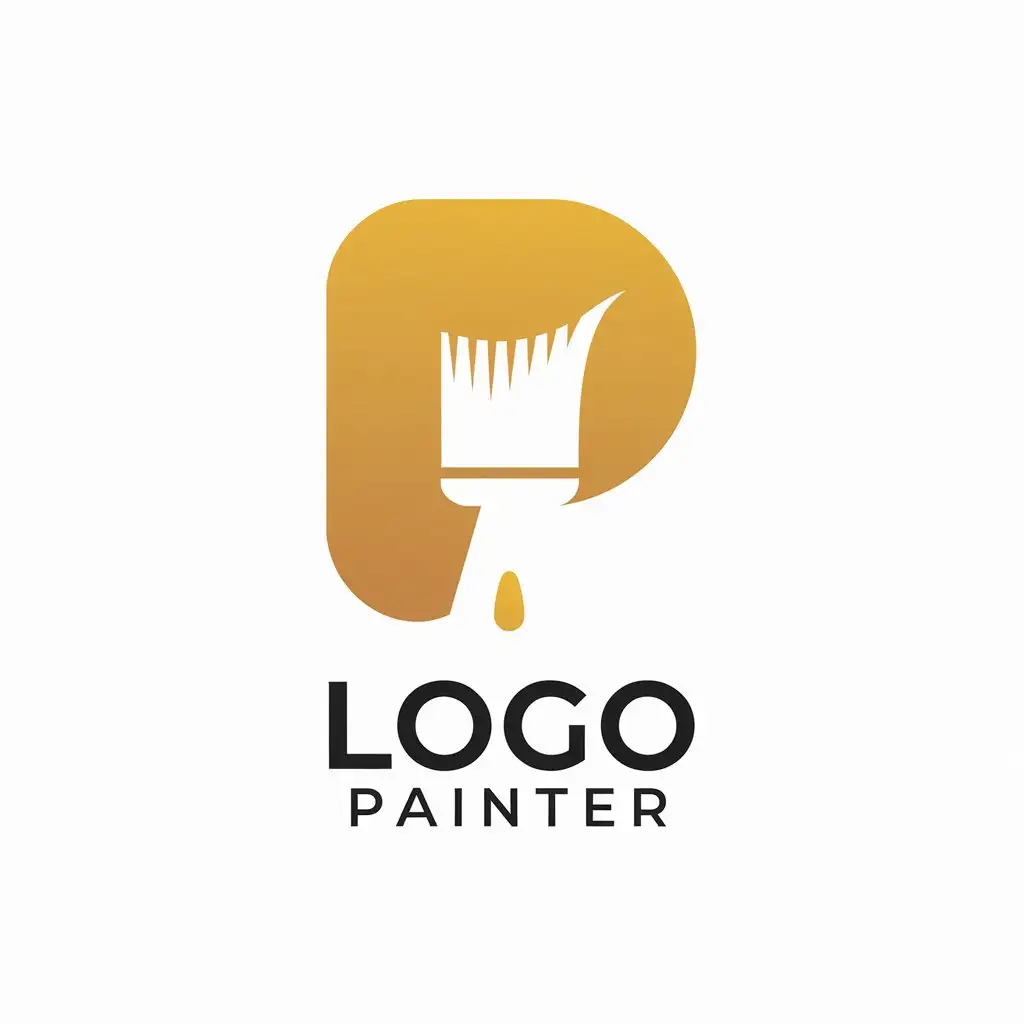 LOGO-Design-for-LOGO-PAINTER-Golden-Brush-on-White-Background-Minimalistic-Design