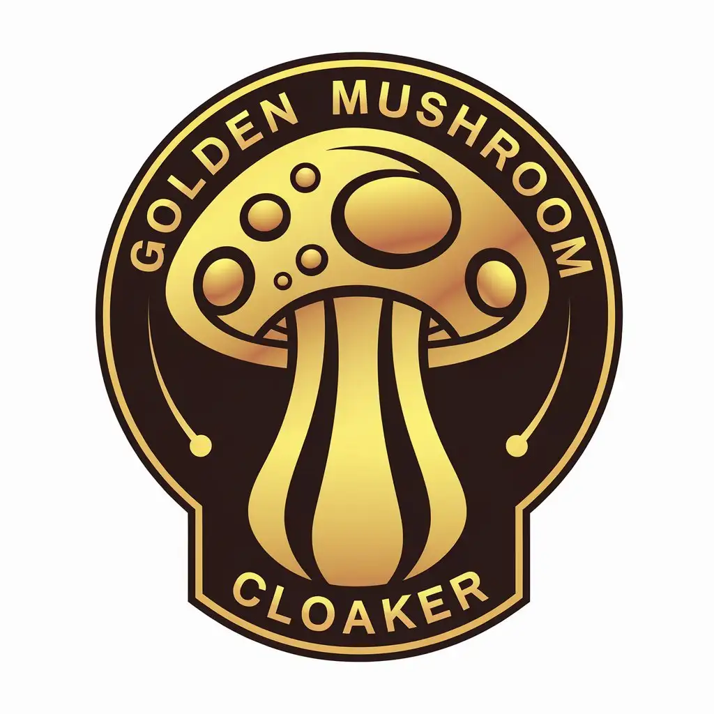 LOGO Design for Golden Mushroom Cloaker Golden Mushroom Symbol with Modern Technology Theme