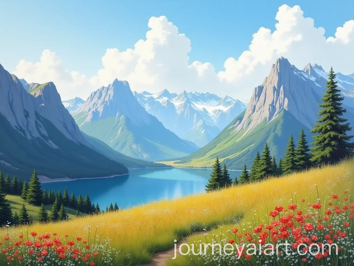 Scenic-Mountain-View-in-Italy-Painted-in-Oil-Style