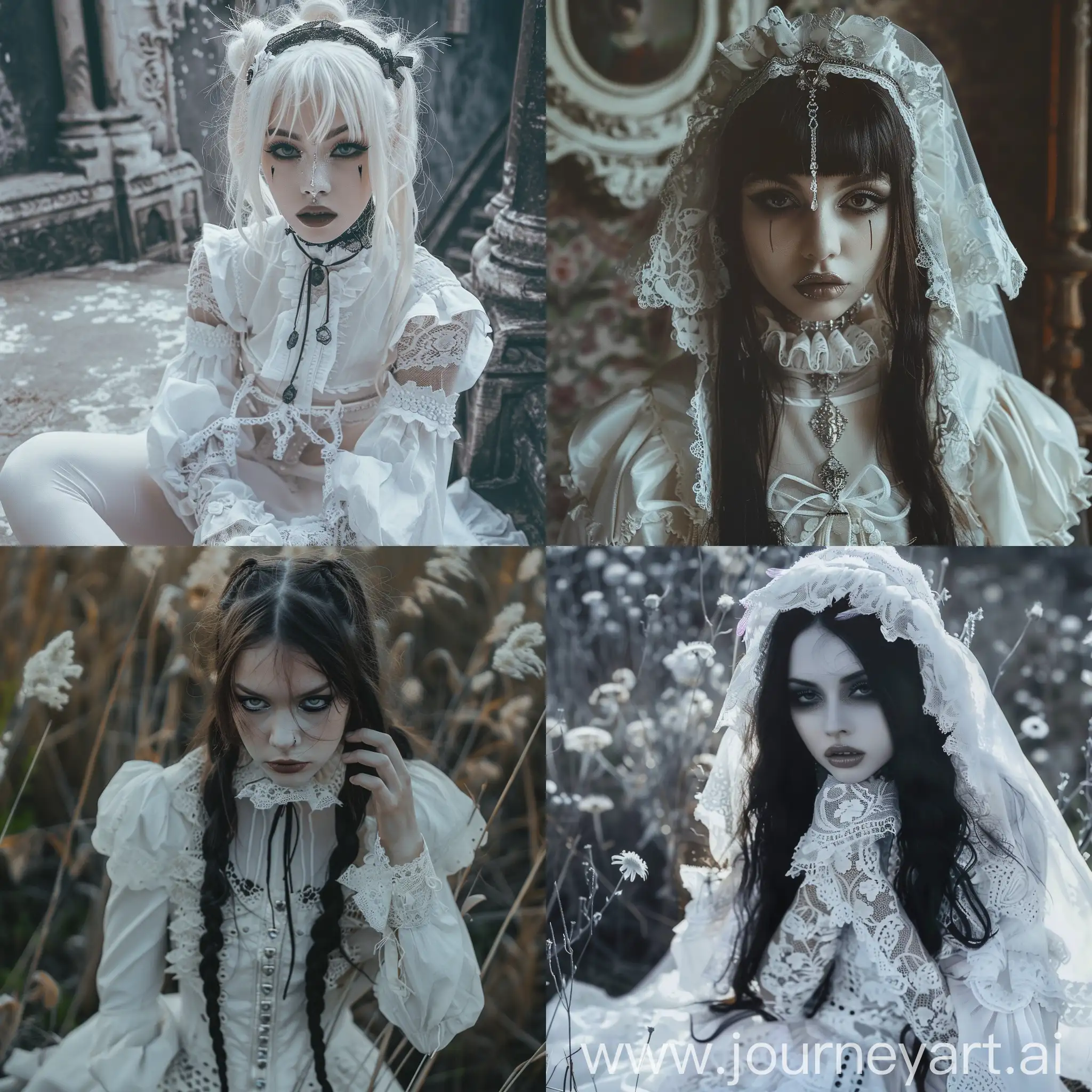 Gothic-Fashion-Girl-in-White-Attire