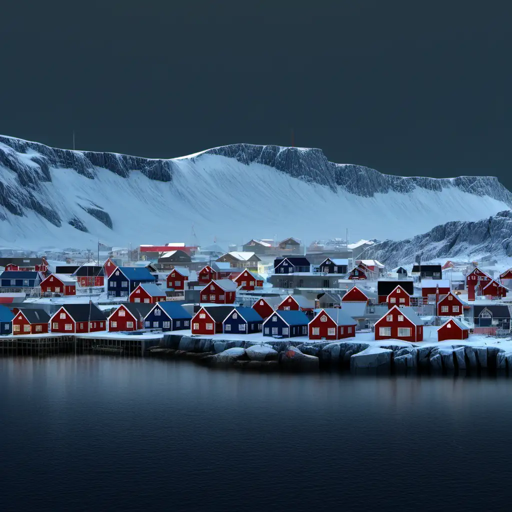 Scenic View of Nuuk Greenland with Northern Lights