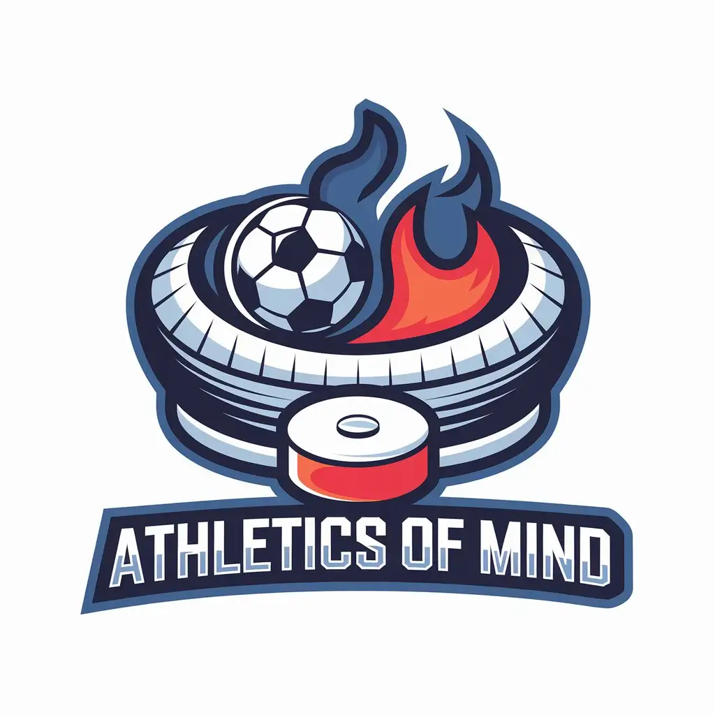 LOGO-Design-for-Athletics-of-Mind-Hockey-Stadium-Theme-in-Blue-White-and-Red