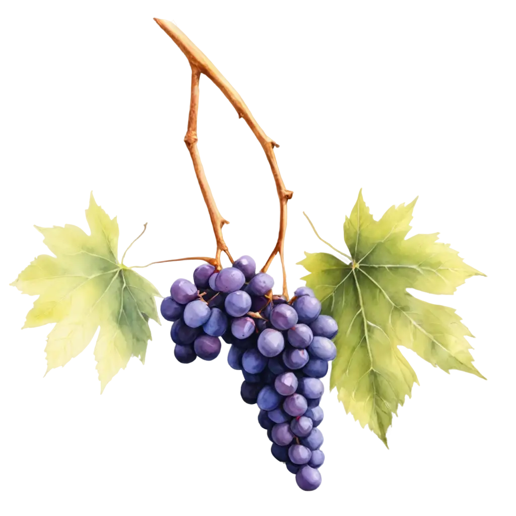 Watercolor-Painting-of-Cabernet-Franc-Grapes-in-PNG-Format