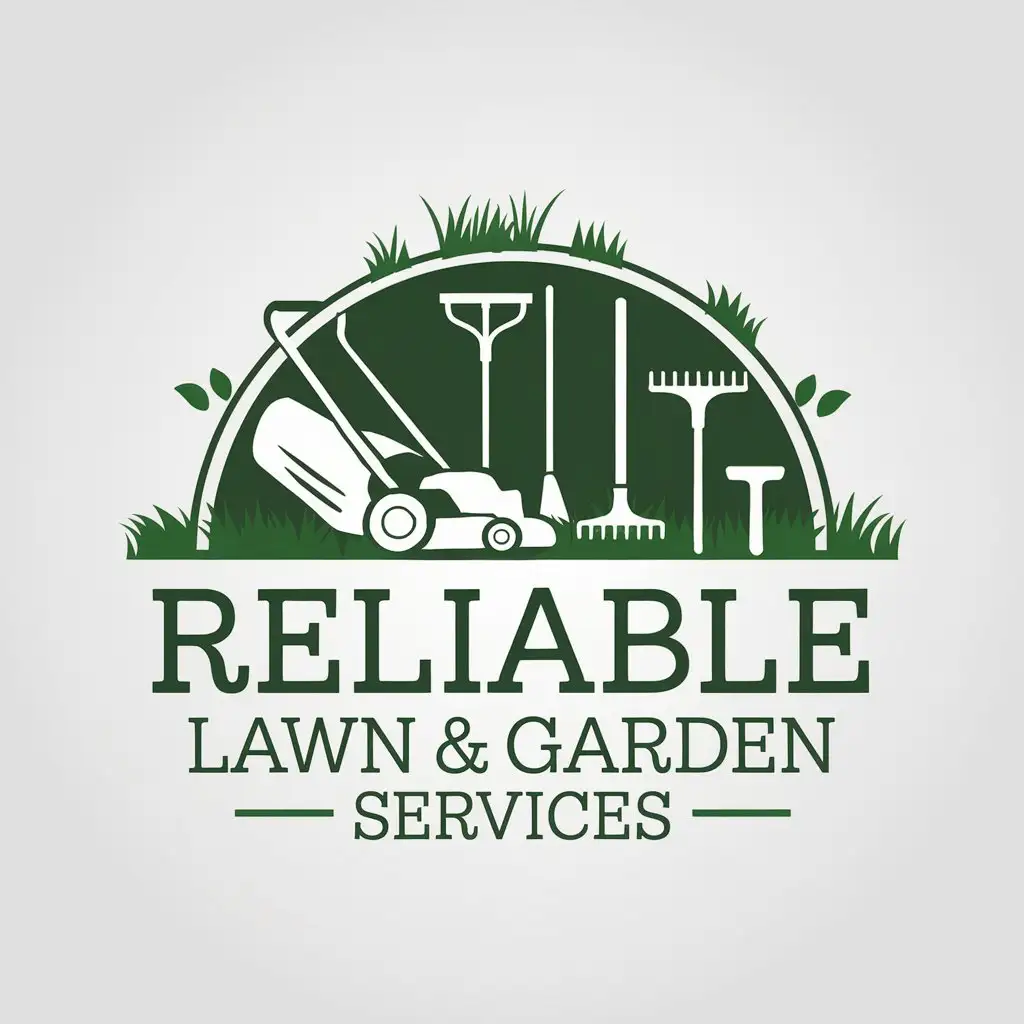 LOGO Design for Reliable Lawn Garden Services Minimalistic Garden Tools Lawn Mower Theme