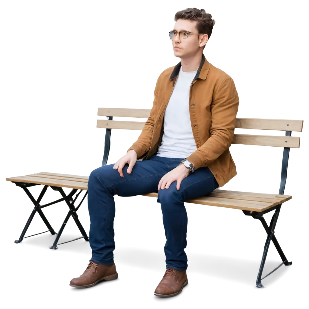 Young-Man-Sitting-on-Bench-HighQuality-PNG-Image-for-Versatile-Usage