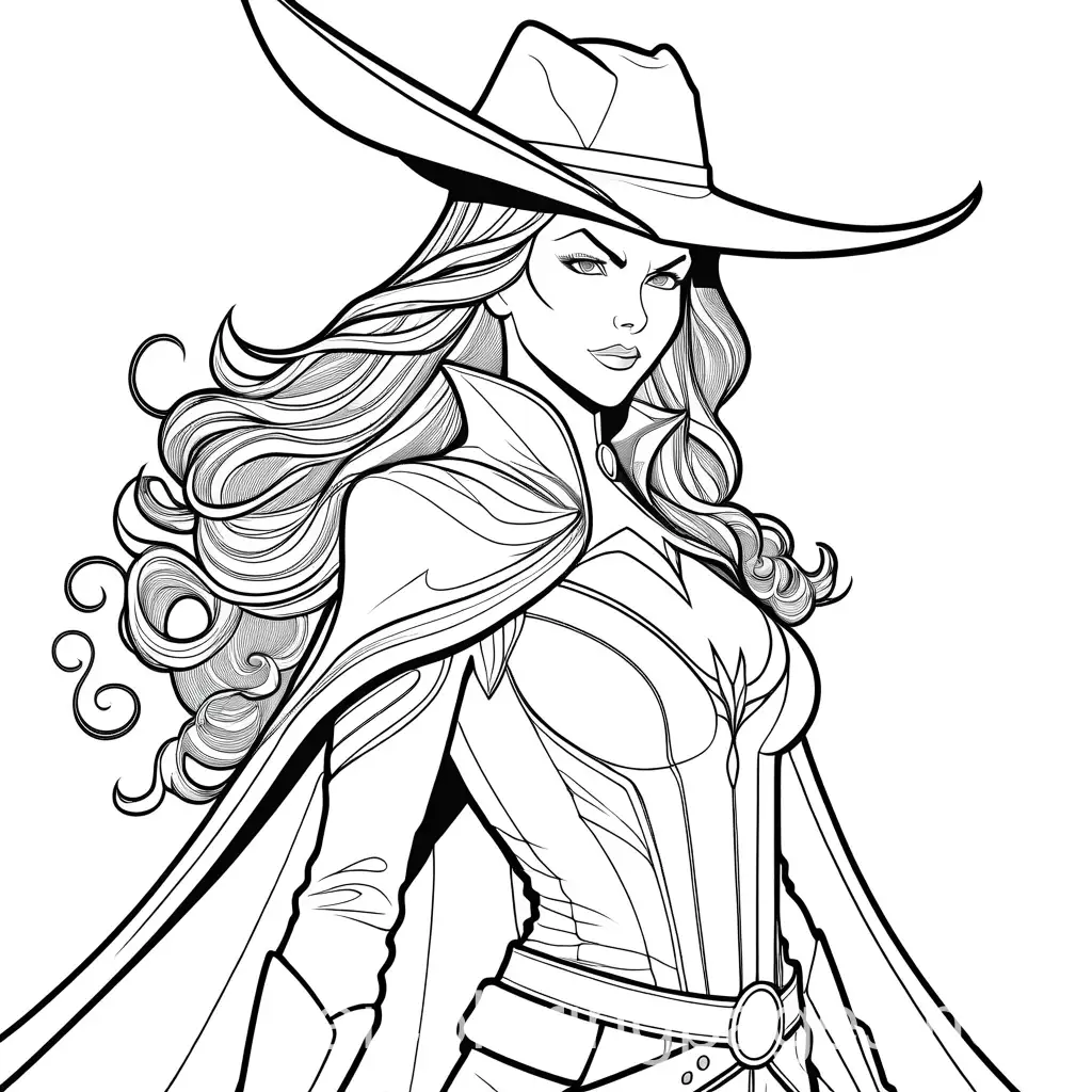 Western-Scarlet-Witch-Coloring-Page-Simplicity-with-Ample-White-Space