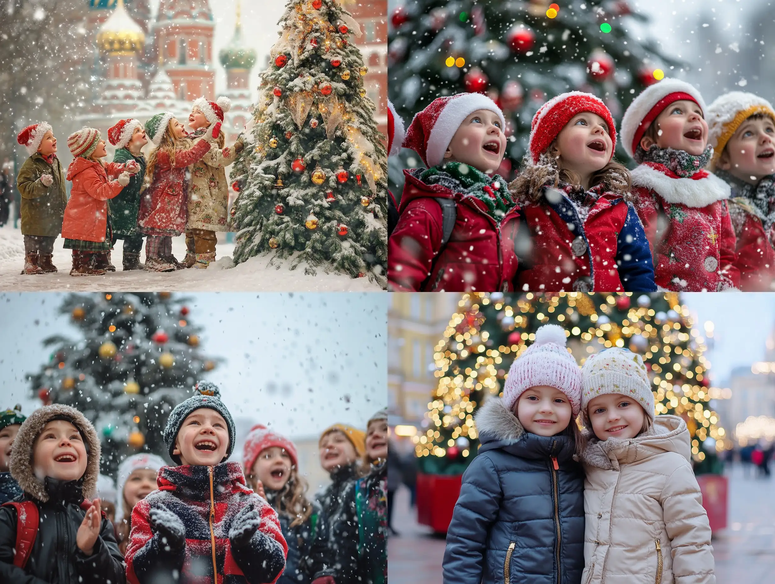 Schoolchildren-Celebrating-New-Year-Under-a-Festive-Christmas-Tree-in-Moscow