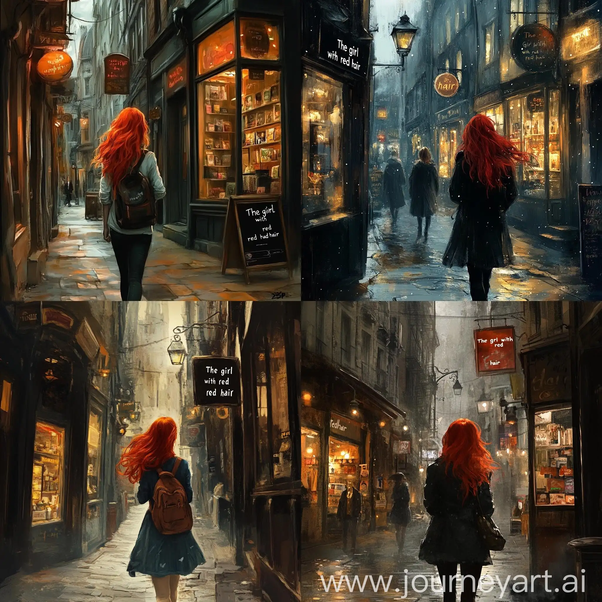 Girl-with-Red-Hair-Walking-Down-City-Street