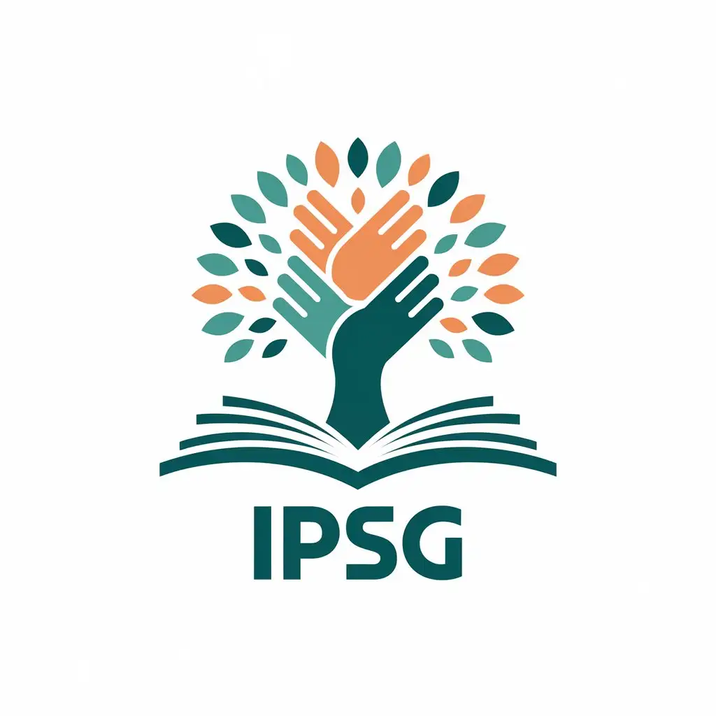 LOGO Design for iPSG Intertwined Hands Tree Symbolizing Growth with Warm Green and Teal Palette