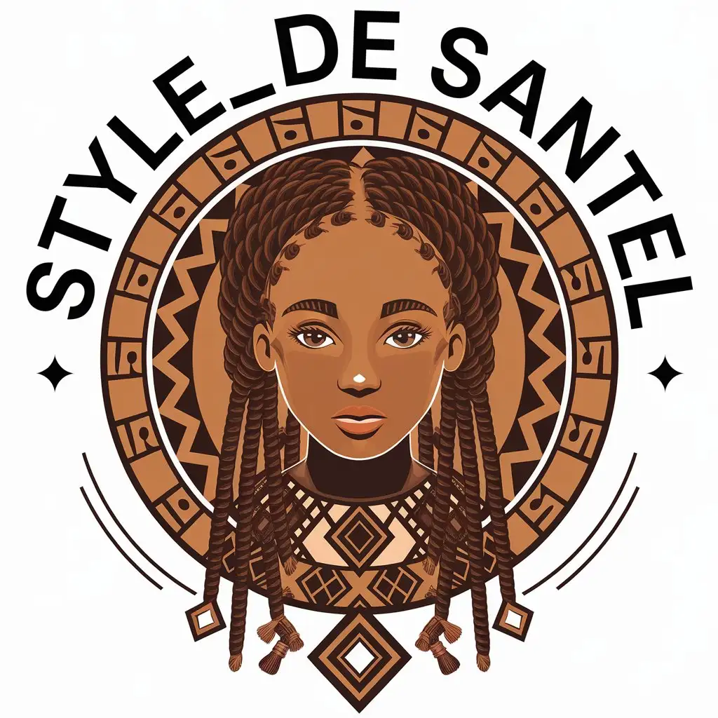 a vector logo design,with the text "Style_de santel", main symbol:African girl,complex,be used in design of clothing industry,clear background