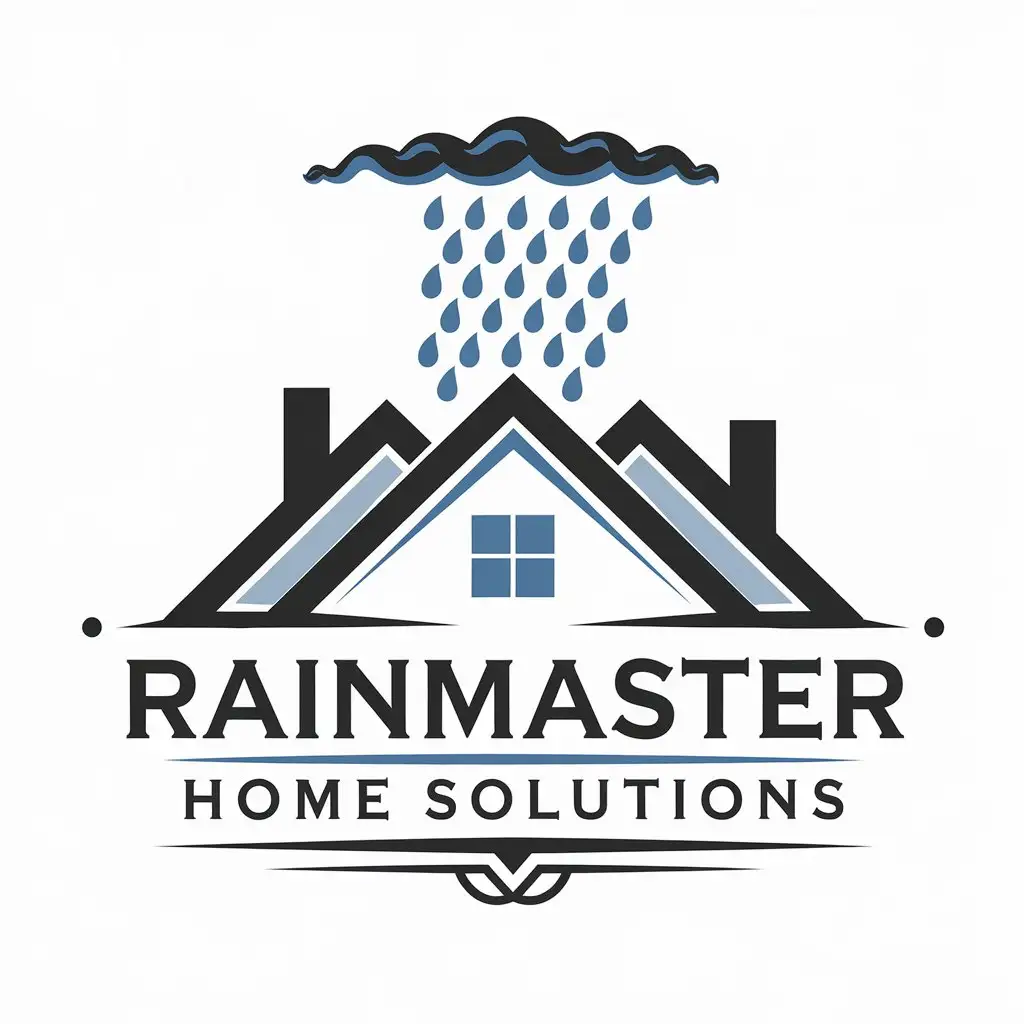 LOGO Design for RainMaster Home Solutions Rainfall Roof Symbol in Construction Industry