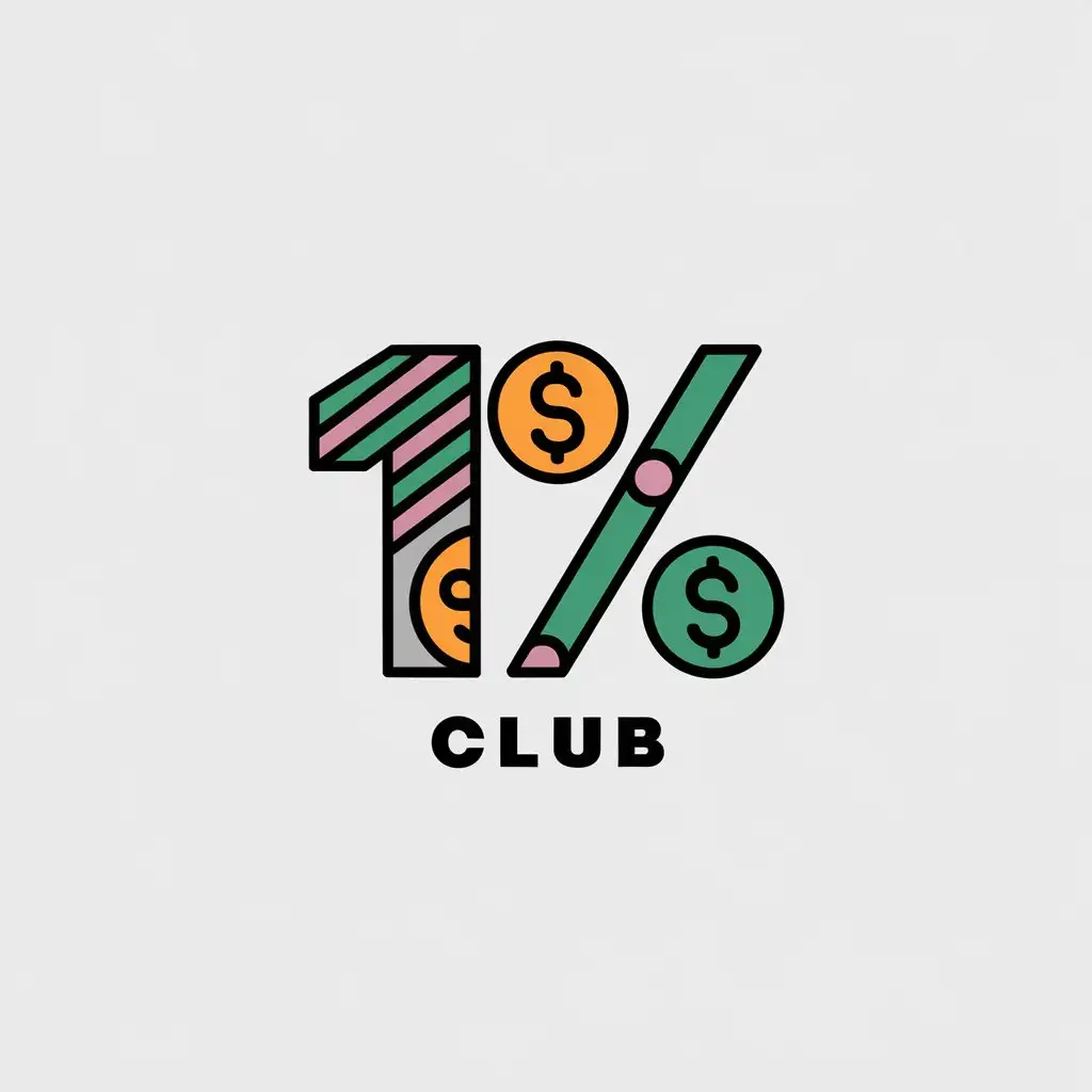 LOGO-Design-for-1-Club-Minimalist-Style-with-Hashtags-and-Currency-Symbols-for-Finance-Industry