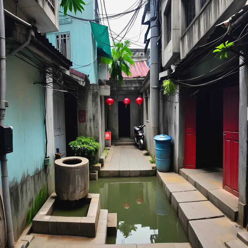 Small-Alley-in-Hanoi-with-a-Traditional-Well