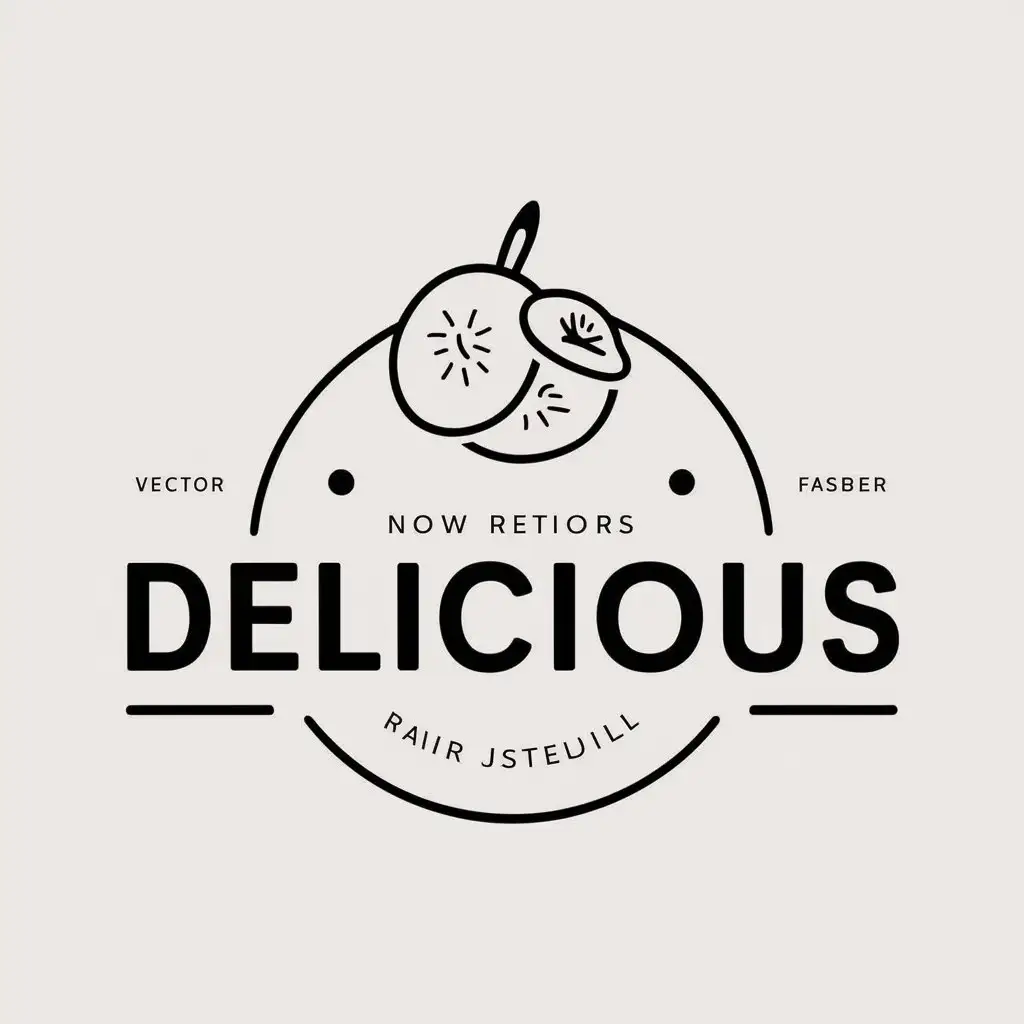 a vector logo design,with the text "delicious", main symbol:food,Minimalistic,be used in Retail industry,clear background