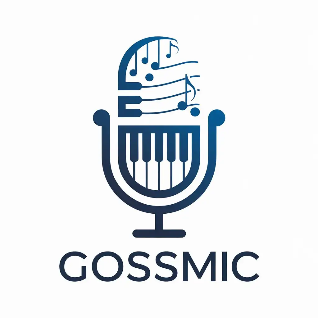 LOGO Design for GOSSMIC Tech Industry Microphone Piano Notes with Line Wave