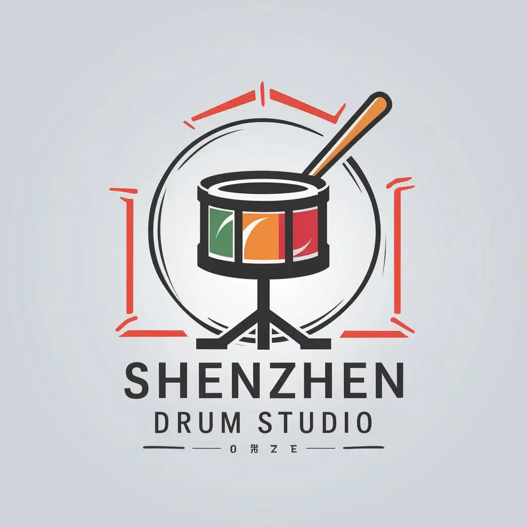 a vector logo design,with the text "shenzhen drum studio", main symbol:Drum stand 3d rendering effect, vibrant and lively color, striking drumstick, cool and fashionable lines,complex,be used in Entertainment industry,clear background