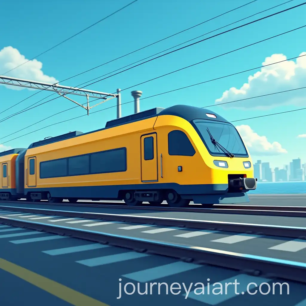Yellow-and-Blue-HighSpeed-Train-in-Animated-Style-Representing-Information-Technology