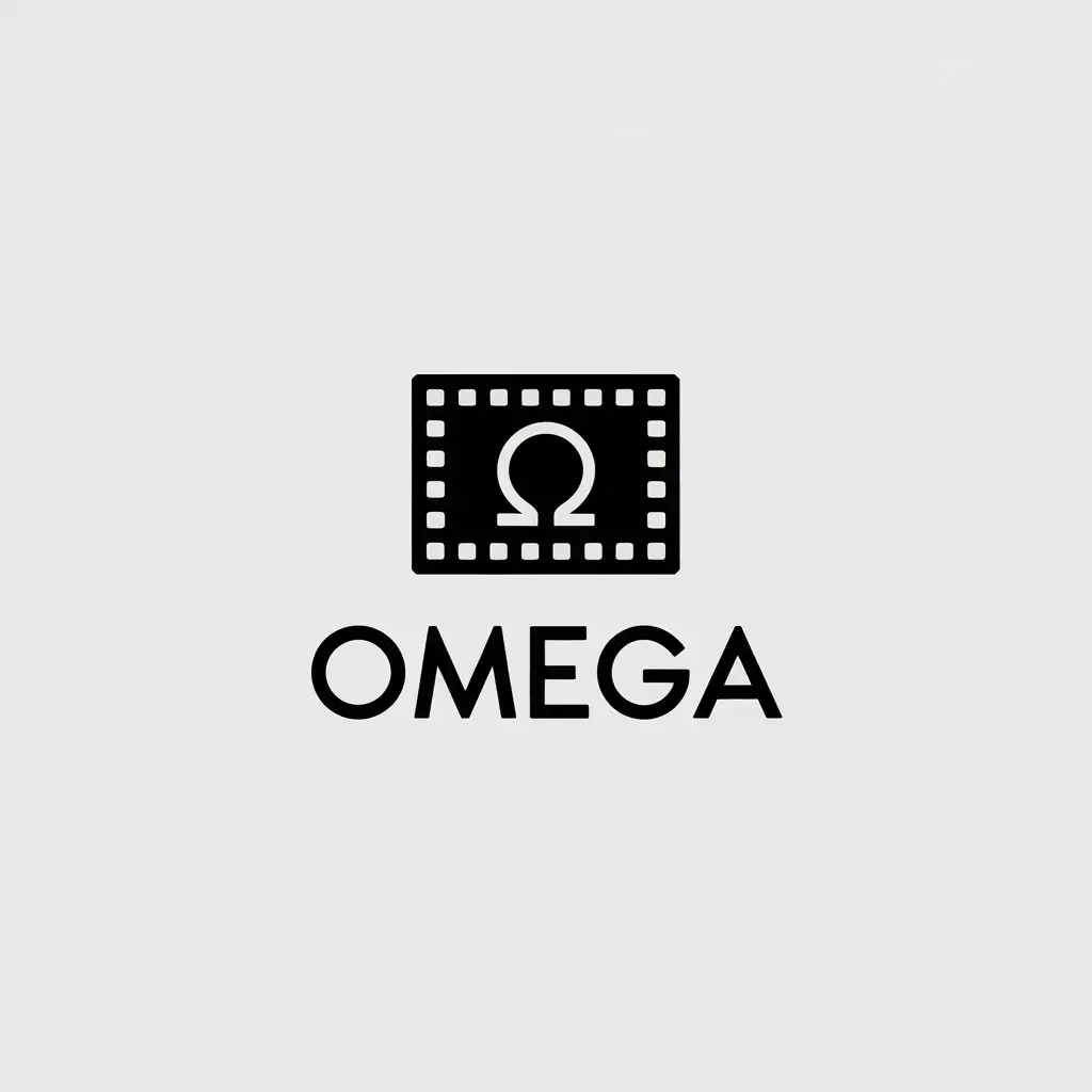 LOGO Design for Film Entertainment Minimalistic Omega and Film Roll Theme