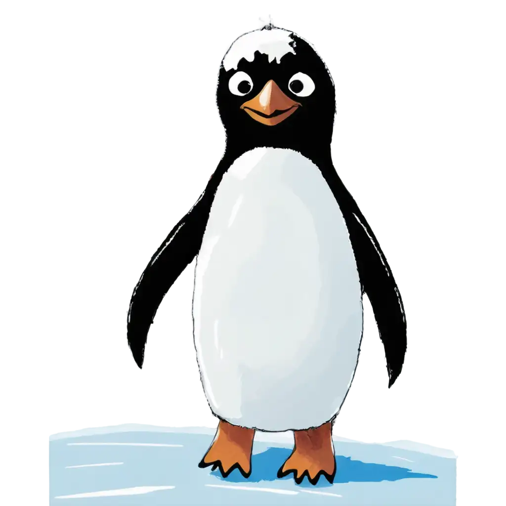 Childrens-Drawing-of-a-Penguin-in-the-Antarctic-PNG-Image-for-Clear-Quality-and-Online-Presence