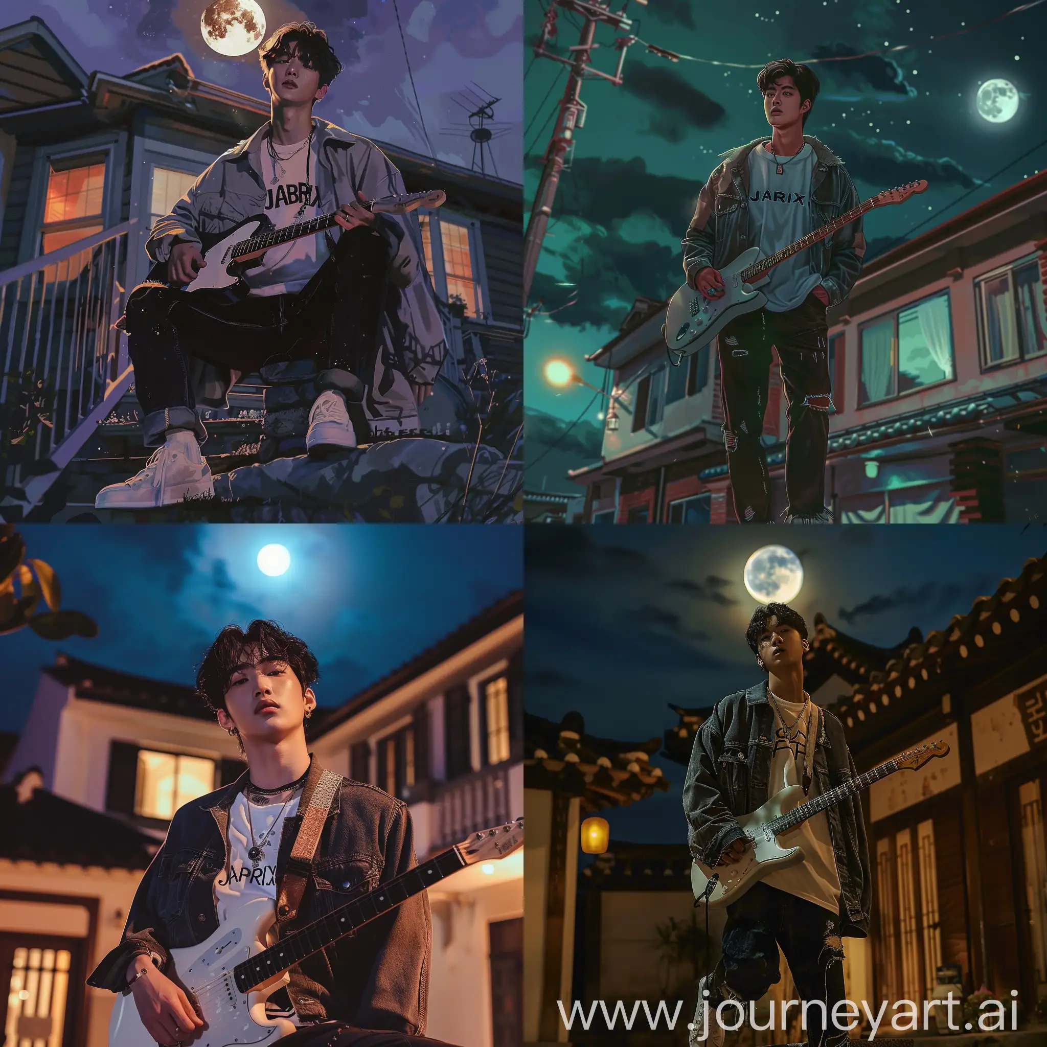 Young-Korean-Guitarist-in-Moonlit-Night